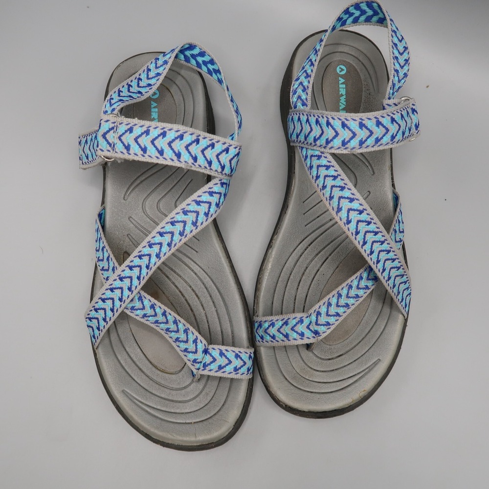 Airwalk Women's Strappy Sandals size 6 Blue‎ Gray Crossover Comfort